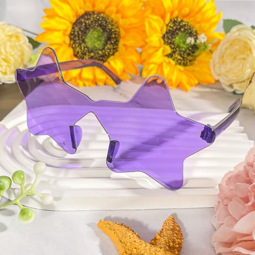 Pibupibu Wholesale 40 Pack Rimless Star Shaped Sunglasses Bulk Adults Unisex, Fun Colorful Pentagram Glasses Party Favors4