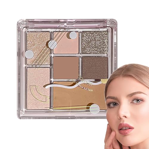 Paletas de sombras de ojos naturales - Sombra de ojos prensada mate y brillante de 7 colores - Sombra de prensada con brillo mate, paleta de maquillaje con brillo para adolescentes Principiantes