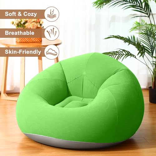 Image of Realspring 6 Pcs Inflatable Bean Bag Chair, Air Pump,Coffee,Orange,Green