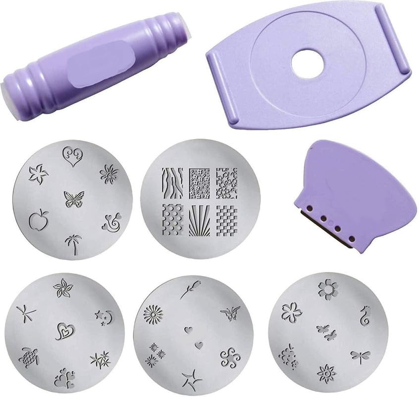 GODFLY Nail Art Stamping set, Nail Art Kit with 5 Rectangular Steel Image Plates, Silicone Stamper Nail Polish Art Decoration Stamping Design Kit Decal Paint Stamp(1 SET)-image-42