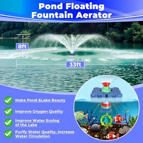 Pond Fountain Aerators, 1HP Large Floating Fountains Pump for Outdoor Ponds by Pinboer - Used condition - Image 3
