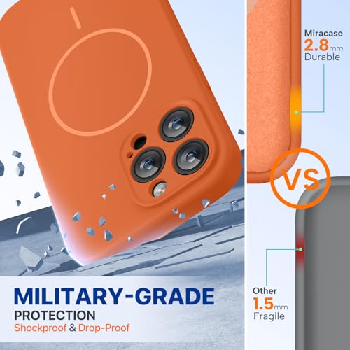 Image of Miracase Magnetic for iPhone 14 Pro Max Case, [Soft Anti-Scratch Microfiber Lining], Compatible with MagSafe, Silicone Shockproof Protection Phone Case for iPhone 14 Pro Max,Orange