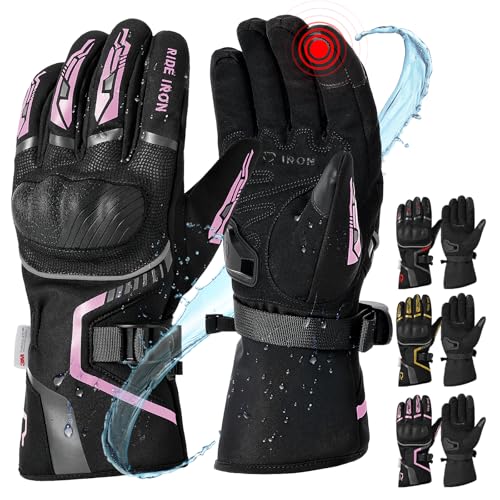 Image of RIDEIRON Winter Motorcycle Gloves for Men & Women Waterproof Warm Cold Weather Riding Gloves with Touchscreen for ATV UTV Riding, Road Racing, Snowmobile, Motocross