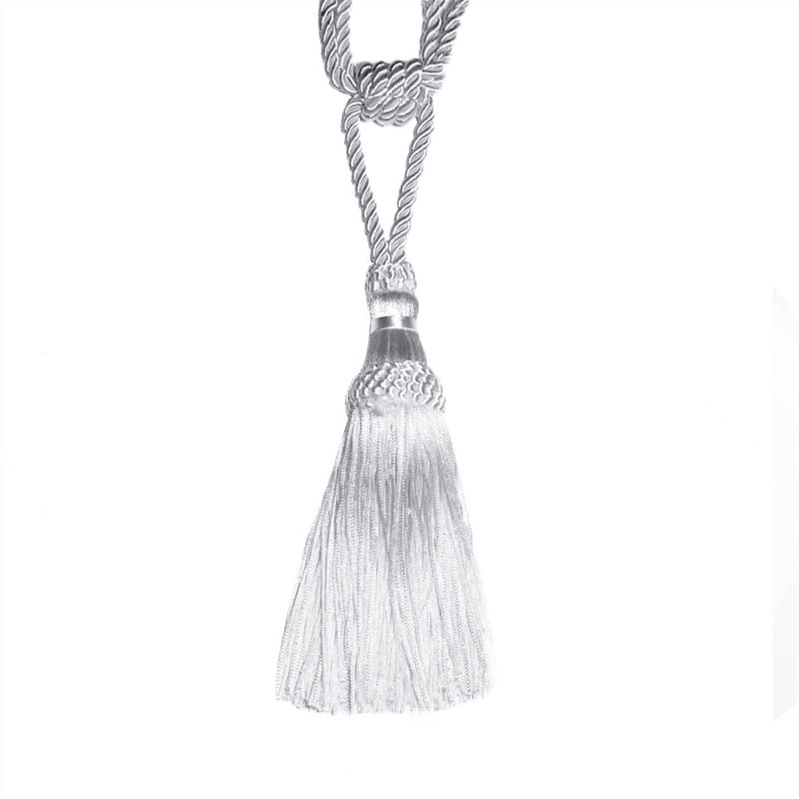 WSZMD Handmade Curtain Tiebacks 1PC Curtain Tiebacks Tassel Curtain Clips Rope Curtain Tie Backs Holdbacks Decorative Curtain Holder Curtain Tiebacks Rope (Color : Silver, Length : 50cm)