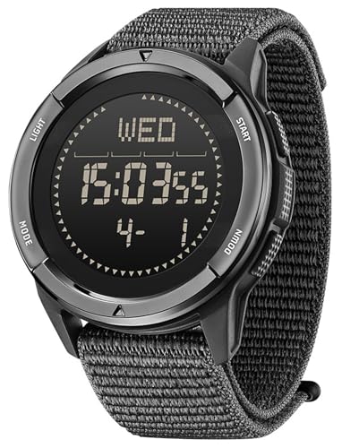 Orologio impermeabile: l'orologio digitale è dotato di copertura posteriore in acciaio inossidabile, resiste al nuoto, al lavaggio delle mani, alla doccia fredda e alla pioggia. Sicuramente un orologio utile, adatto non solo per gli sport all'aria aperta, ma anche per l'uso quotidiano. Nota: non premere il pulsante sott'acqua.