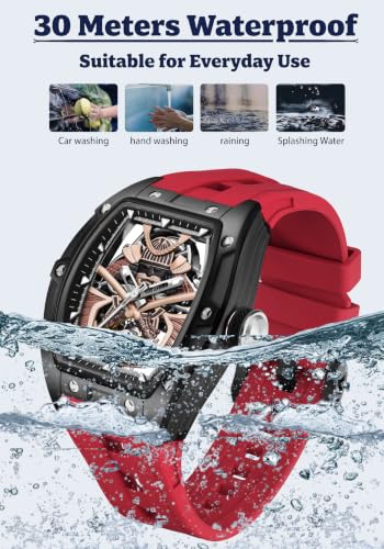 Image of ALIX Men's Automatic Skeleton Self-Winding Water Resistant Chronograph Analog Watch