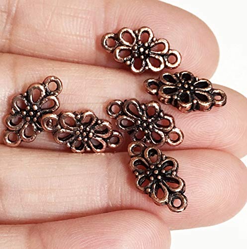 20 pcs of Antique Copper Flower Connector Links 16x8mm, Copper Flower Link, Antique Copper Connector