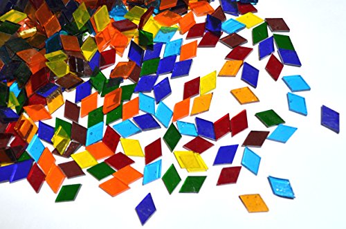 LDGJ 300g/Pack Transparent Bright Mixed Color Tumbled Stained Glass Mosaic Tiles Home Decoration