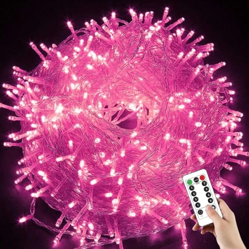 Guirlande lumineuse de Noël 20m pour créer une ambiance féerique rose sur votre terrasse