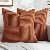 MIULEE Rust Boho Decorative Throw Pillow Covers 18x18 Inch for Couch Bed Sofa Pack of...