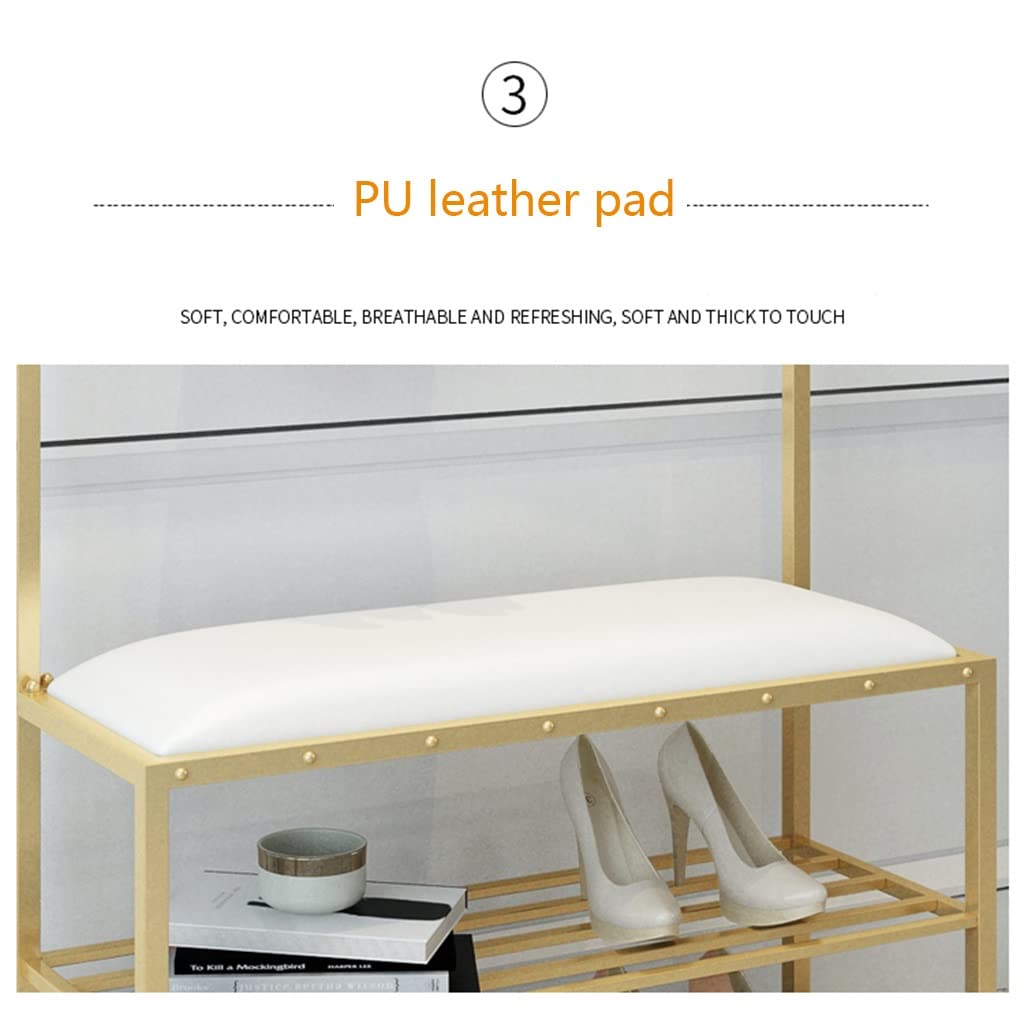 Amazon｜LHHL ハンガーラック アイアンアート コートラックベンチ 4