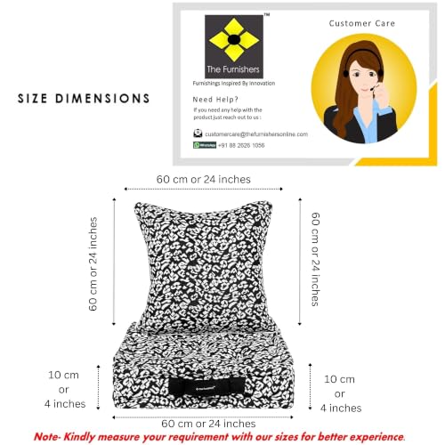 Image of Woven Quilted Floor Cushion Set 60x60x10 CM Black and White Animal with Fillers & Back Cushion, Large Size for Seating, Patio Seat, Meditation, Yoga, Pooja, Guests, Living 24x24x4