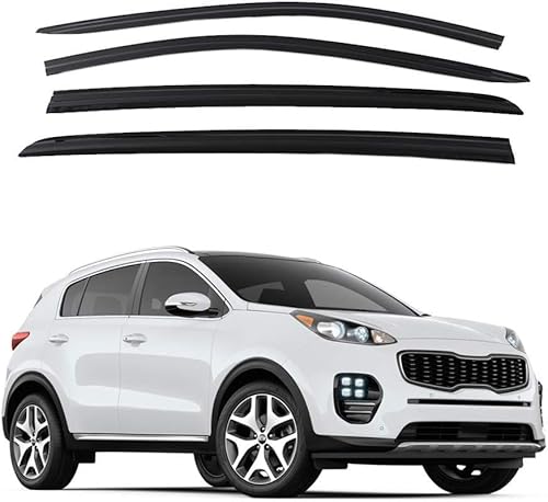 Safe Smoke Window Visor Sun Rain Vent Guard 4 Pcs Set Out Channel Visor Compatible with Kia Sportage (Sportage 2017~2022 Smoke)