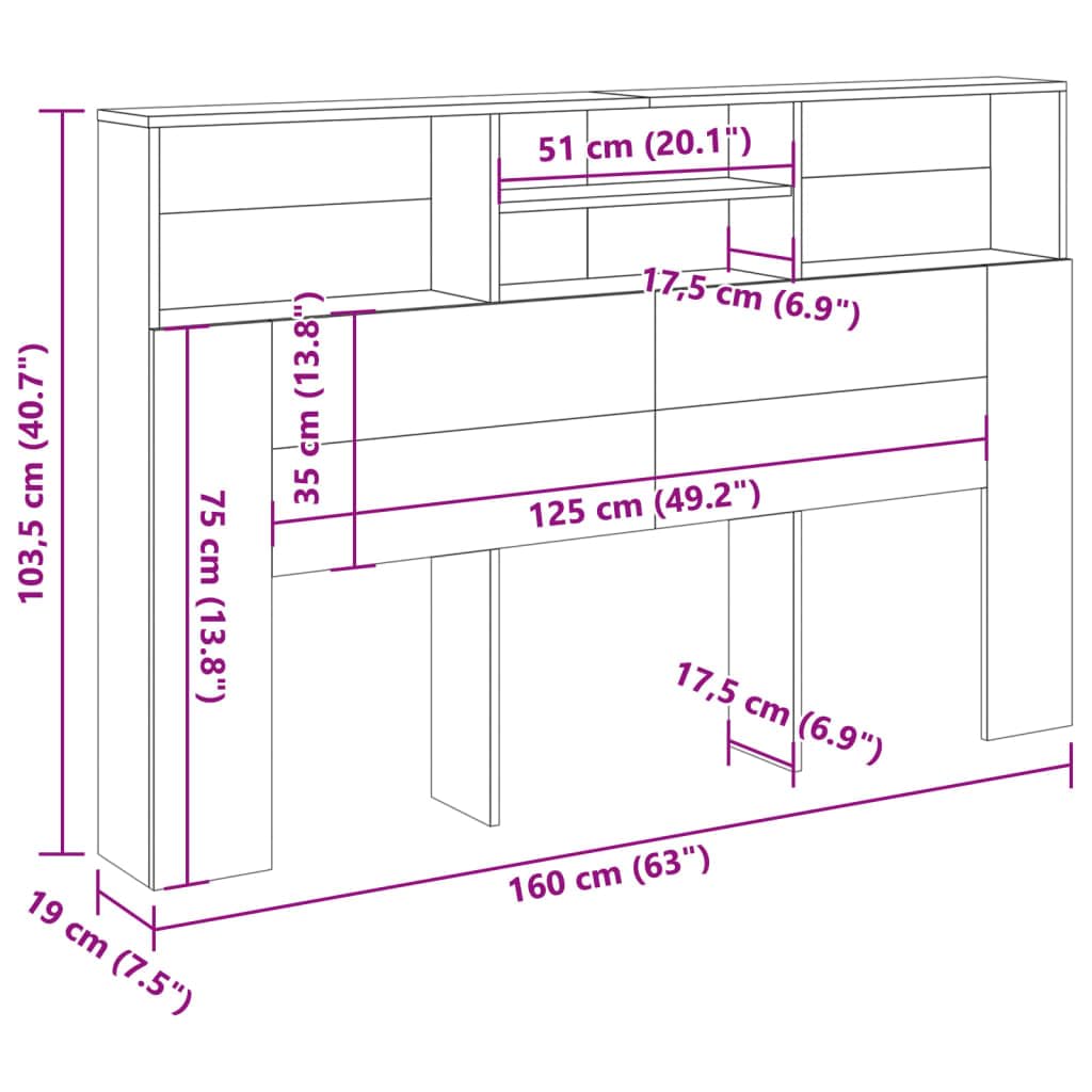856870 Testiera con Contenitore Legno 160x19x103,5 cm in Truciolato Testata in Legno,Testata Letto Matrimoniale Muebles Dormitorio Spalliera Letto Testiere per Letto Matrimoniale