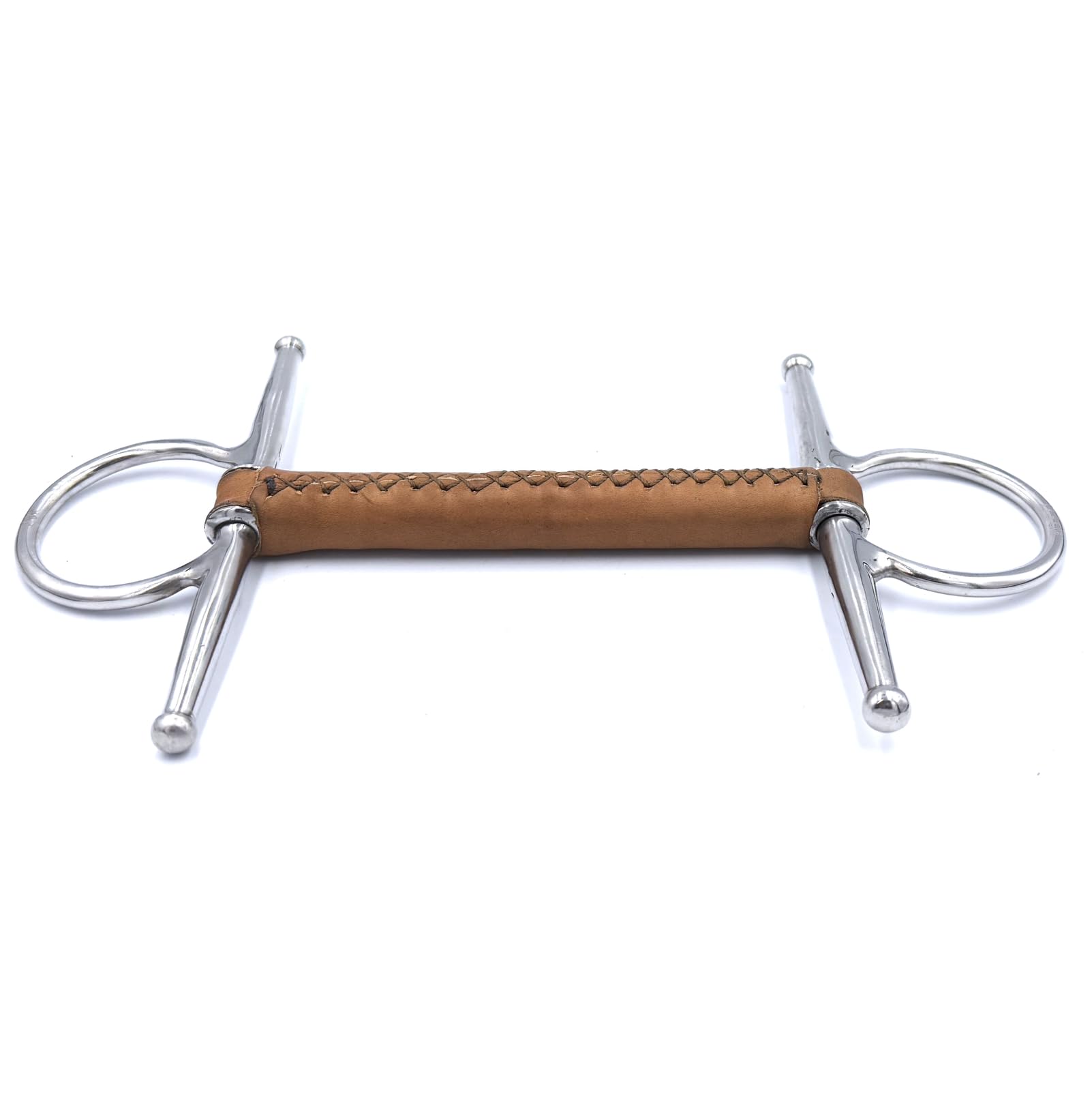 ES0209 JW Gebiss Leder aus Naturleder Ledergebiss Knebeltrense Schenkeltrense Stangengebiss Stange Ringdurchmesser 45 mm Gebissstärke 13 mm (13.5 cm)