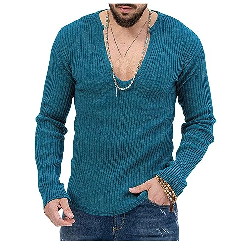 Mens Deep V Neck Knitted Sweater Casual Trendy Sexy Slim Fit Lightweight Solid Tops Long Sleeve Soft Knitwear Pullover4