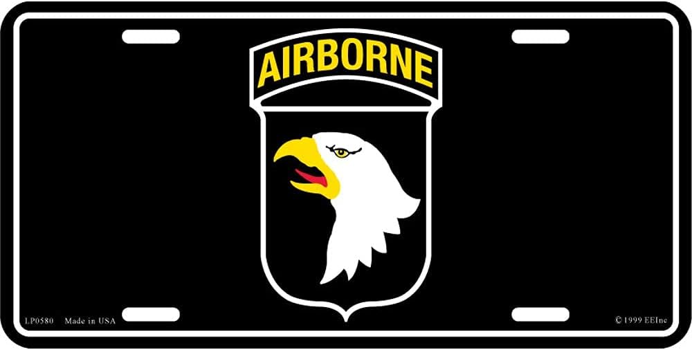 Artisan Owl US Army 101st Airborne Auto Tag Standard Measurement Decorative Wall or Car Display Non Functional Interior Accessory
