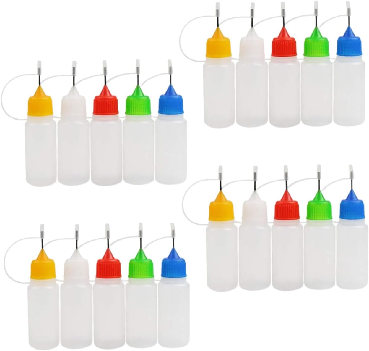 20pcs 30ml Liquid Glue Squeeze Bottles with Needle Tip and Lids, Semi- Plastic Empty Squeeze Dispenser Bottles for Precision Glue Storage and Craft Use Random Color