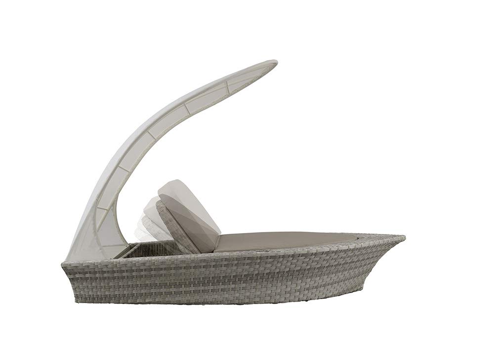 Strandkorbwerk Loungemöbel AHOI Harkers Island Duo - Outdoor Sonneninsel Schiff â€“ NEUHEIT mit Gasdruckfedersystem Gartenlounge Outdoor Lounge für Garten, Terrasse oder Balkon