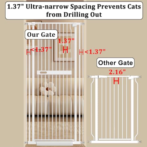 WAOWAO-7086-Extra-Tall-Cat-Pet-Gate-2992-6142-Wide-Pressure-Mounted-Walk-Through-Swing-Auto-Close-Safety-White-Metal-Baby-Toddler-Kids-Child-Dog-Pet-Puppy-Cat-for-Indoor-StairsDoorways - Cucciolini Doodles   WAOWAO-7086-Extra-Tall-Cat-Pet-Gate-2992-6142-Wide-Pressure-Mounted-Walk-Through-Swing-Auto-Close-Safety-White-Metal-Baby-Toddler-Kids-Child-Dog-Pet-Puppy-Cat-for-Indoor-StairsDoorways