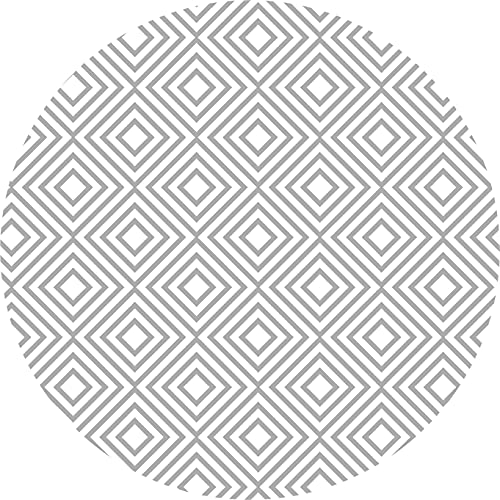 Deco&Fun - Alfombra Vinílica Redonda Rombos Gris 160x160cm - Alfombra PVC Alfombra vinílica Cocina- Alfombra vinílica salón - Alfombras de Vinilo- Alfombra Redonda Cover