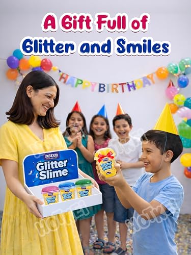 Image of HOTKEI Red Glitter Slime for Kids 3+ Years Super Stretchy Soft and Smooth Shiny Non-Toxic Sparkle Fun Slime Toy Birthday and Return Gift for Boys and Girls