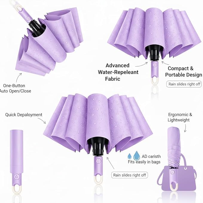 Image of Umbrella for Women | Umbrellas for Men | UV Coated 3 Fold Umbrella for Rain with Auto Open and Close Small Folding Travel-Foldable Windshield