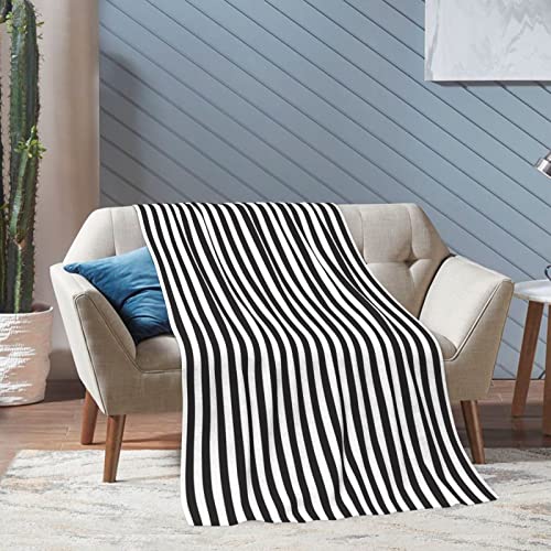 Couvertures en flanelle à rayures noires et blanches pour lit