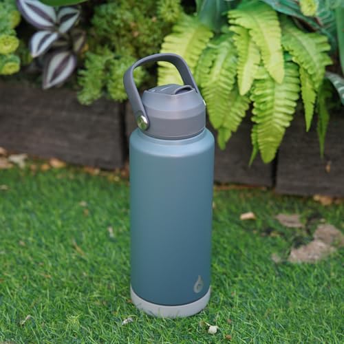 BJPKPK Garrafa de água isolada com tampa de palha, garrafa térmica grande de 1,134 g, garrafas de ág