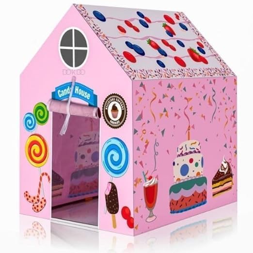 Image of Colorfull and Light Weight Children Play Tent House for 3-10 Years Old Kids Girls and Boys Light Weight and Foldable Children Toys, Indoor and Outdoor Kid Tent House (Doll) (Birthday)