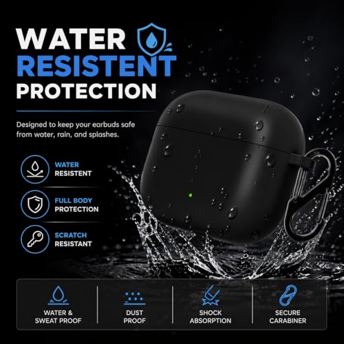 Image of Anvique Silicone Case Cover for Oneplus Nord Buds 4 Pro, Scratch Resistance, Shock Absorption, with Premium Carabiner (Black)