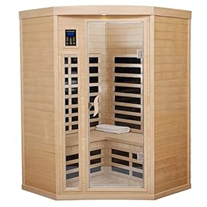 Far Infrared Sauna Low EMF Wooden Sauna for Home, 2 Person Indoor Home Sauna, 1,600watt, Canadian Hemlock, 10 Minutes Pre-Warm up, with Bluetooth, LCD, LED