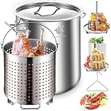 ARC Advanced Royal Champion 40QT Stainless Steel Stockpot for Seafood Crawfish Crab Boil Turkey Fryer Pot with Basket Divider and Hook, Crab Lobster Shrimp Outdoor Cooking and Home Brewing
