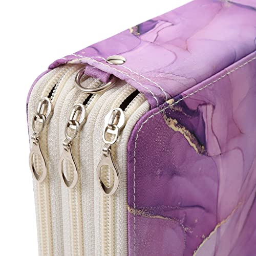 Image of 72 Slots Pencil Case Organizer w /Removal Handle Strap | 3-Layer Zipped Pencils Box Large for Colored Pencils Watercolor Pencils for Office and Travel for Artist