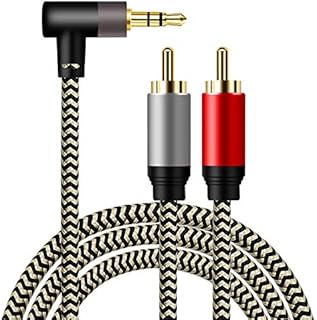 3.5mm to 2RCA Audio Cable 2M,Hanprmeee [Dual Shielded Gold-Plated] 3.5mm Male to 2RCA Male Stereo Audio Adapter Coaxial Cable Nylon Braided AUX RCA Y Cord for Smartphones, MP3, HDTV. (2M/6FT)