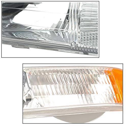 A&P 99-02 Silverdao Replacement Headlight Assembly For 00-06 Tahoe Suburan 1500 2500 01-02 Silverado 1500Hd 2500Hd 3500 Chrome Housing Amber Reflector Clear Lens Driver And Passenger Side #TOP2