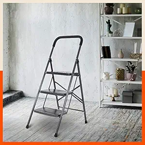 Bathla Boost 3-Step Foldable Steel Ladder for Home with Anti-Slip Steps