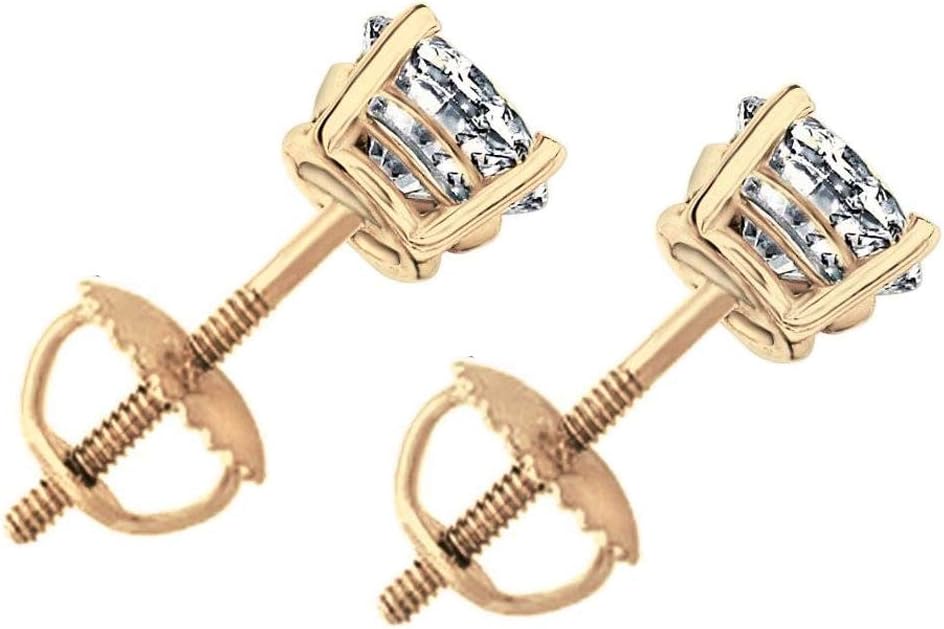 Pompeii 2 Carat Lab Grown Diamond Studs 14K Yellow Gold With Screw Backs (F,SI)