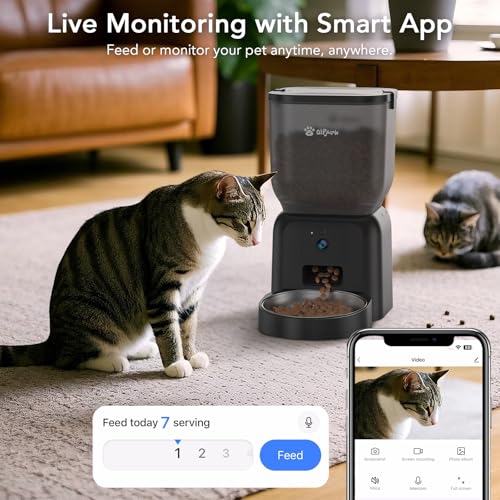 Automatic Dog & Cat Feeder,APP Controlled with Freshness Preservation, 4L Timed Cat Feeder with Timer Programmable, HD Camera for Voice and Video Recording (Black - Image 3