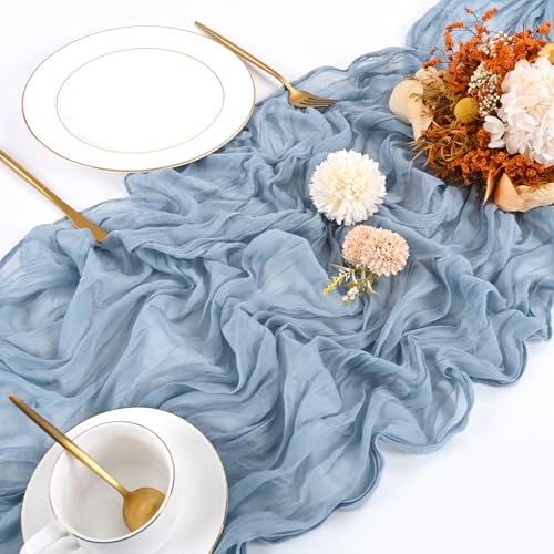 10 Pack Dusty Blue Cheesecloth Table Runner 17x108 Inch Boho Gauze Cheese Cloth Table Runners for Wedding Party Baby Shower Birthday Home Decor - Image 5