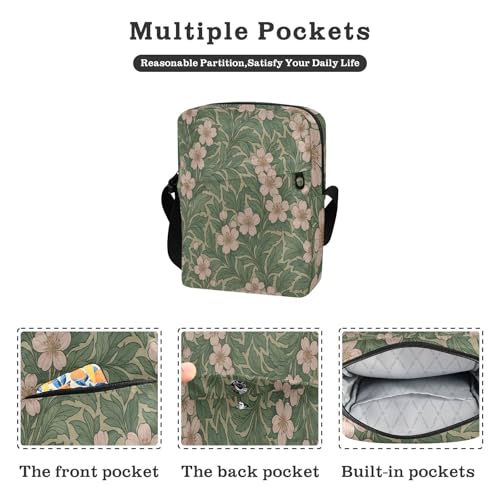 men's messenger bag Shoulder Bag For Woman Shoulder Handbag For Travel Adjustable Strap for Outdoor Daily Outdoor Daily- Vintage Cherry Blossom Pattern2