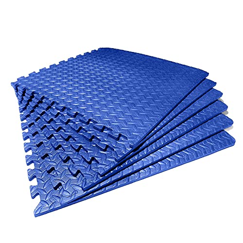 Blue Puzzle - Alfombrilla de ejercicio de 60 x 60 cm, azulejos de espuma entrelazados, suelo antideslizante para gimnasio en casa, yoga y fitness, 1,2 cm de grosor, paquete de 10
