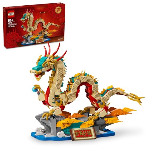 Construcción, Toy LEGO Spring Festival Auspicious Dragon Buildable Figura, Juego de construcción de Juguete de dragón, Gran decoración de Festival de Primavera o Regalo único...