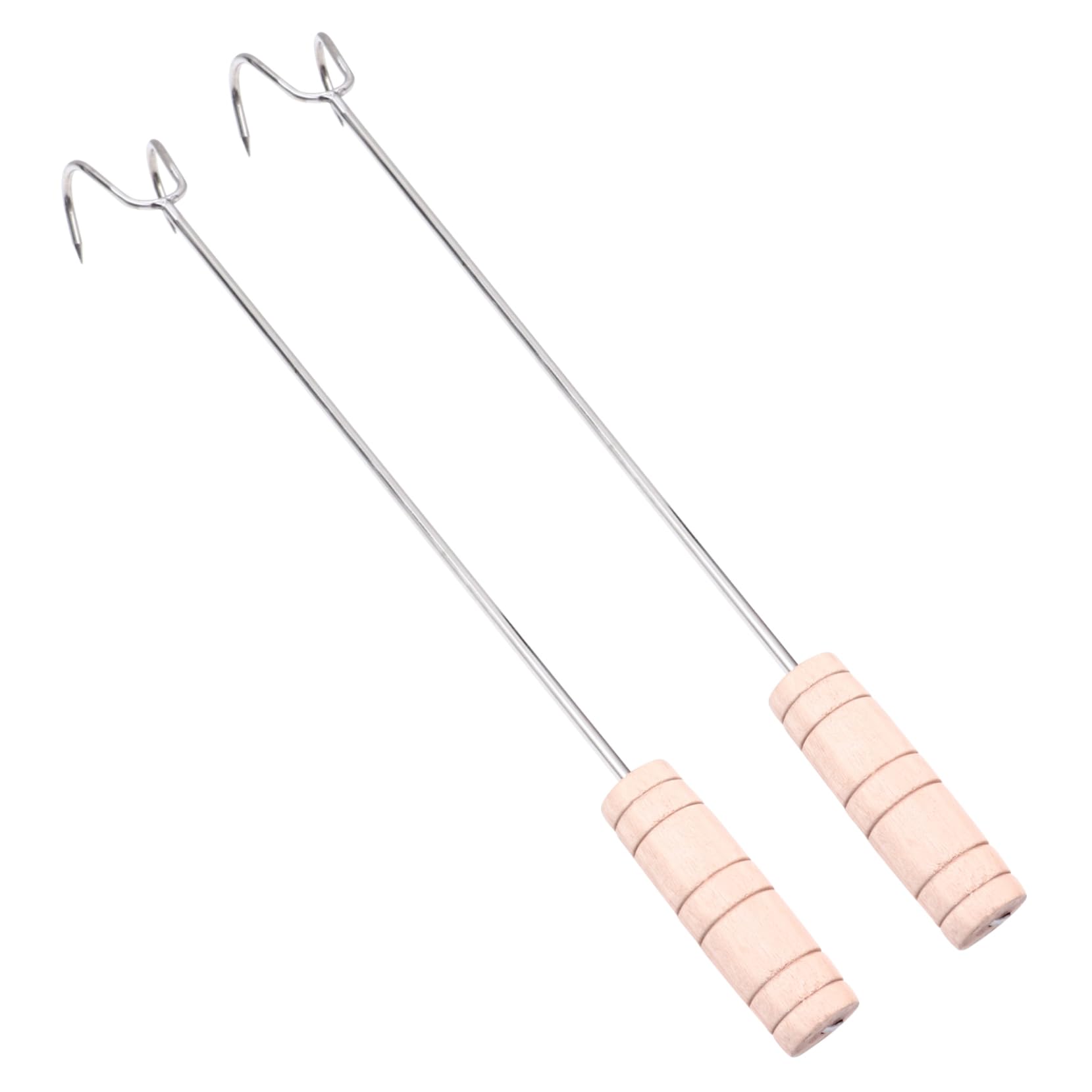 Toddmomy 2pcs Stainless Steel Meat Hooks Handle Roasting Sticks for Outdoor Cooking Bbq Camping and Grilling Flexible Design