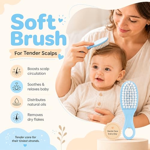 Image of StarAndDaisy baby grooming / care kit for new born baby , baby comb hair for new born Hair Brush, Comb,Baby Nail Scissor,Baby Nail Cutter,nail cutter safety holder, Nail Filer for Infants & Toddler (Care Kit-Blue)