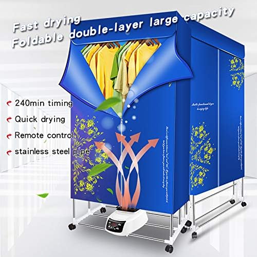 Electric Clothes Dryer,Portable Heated Clothes Drying Machine,Automatic Clothes Dryer,Foldable Warm Air Drying Rack Wardrobe,Remote Control-1500-1800W-4 gears-22.5x29x16.5cm (Remote Control)