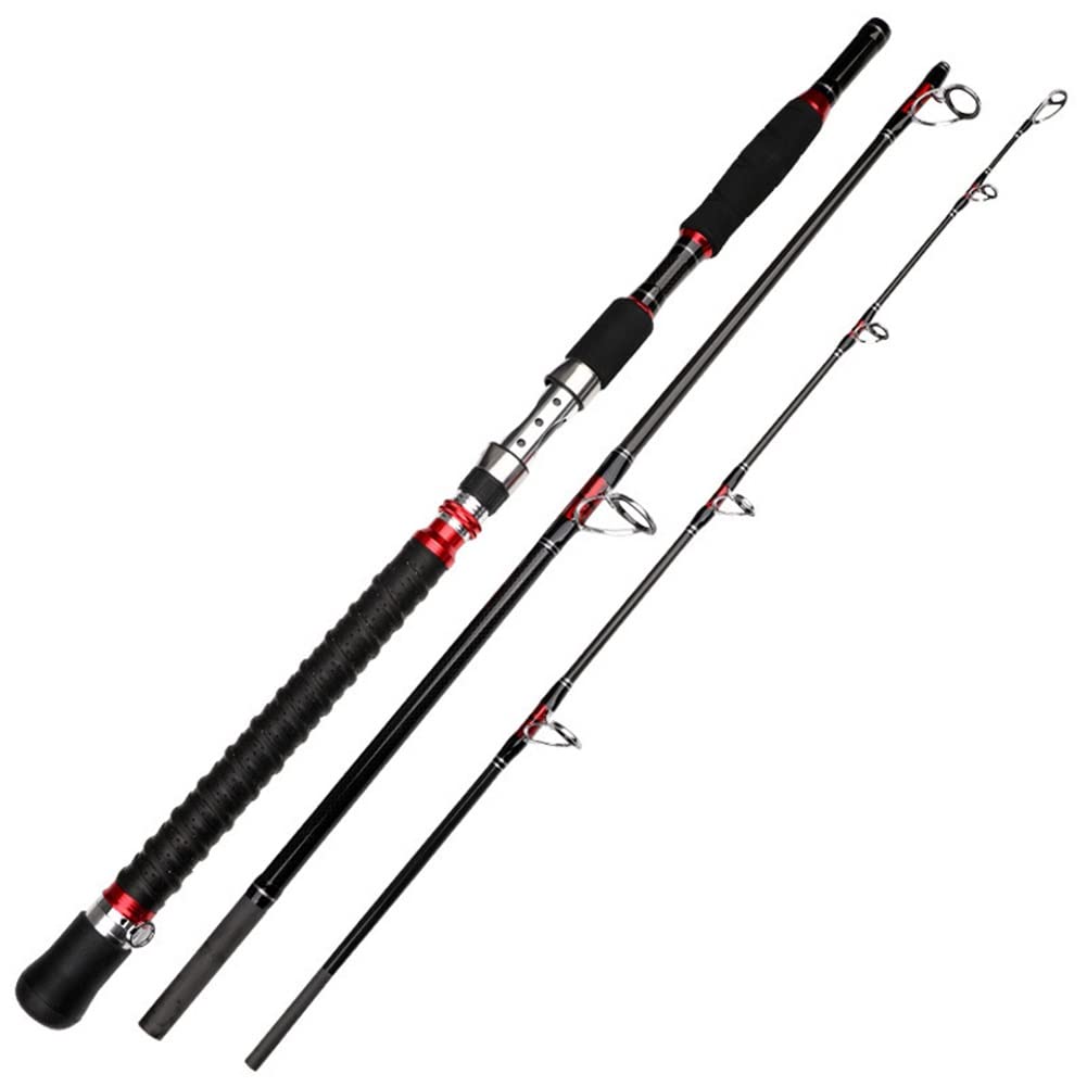 Canne à pêche en Fibre de Carbone à Haute teneur en Carbone Big Game Canne à pêche en Haute mer 1,8 m / 2,1 m 3 Sections Bateau d'eau salée Trolling Thon Sea Bass Canne à pêche (Size : 1.8m)