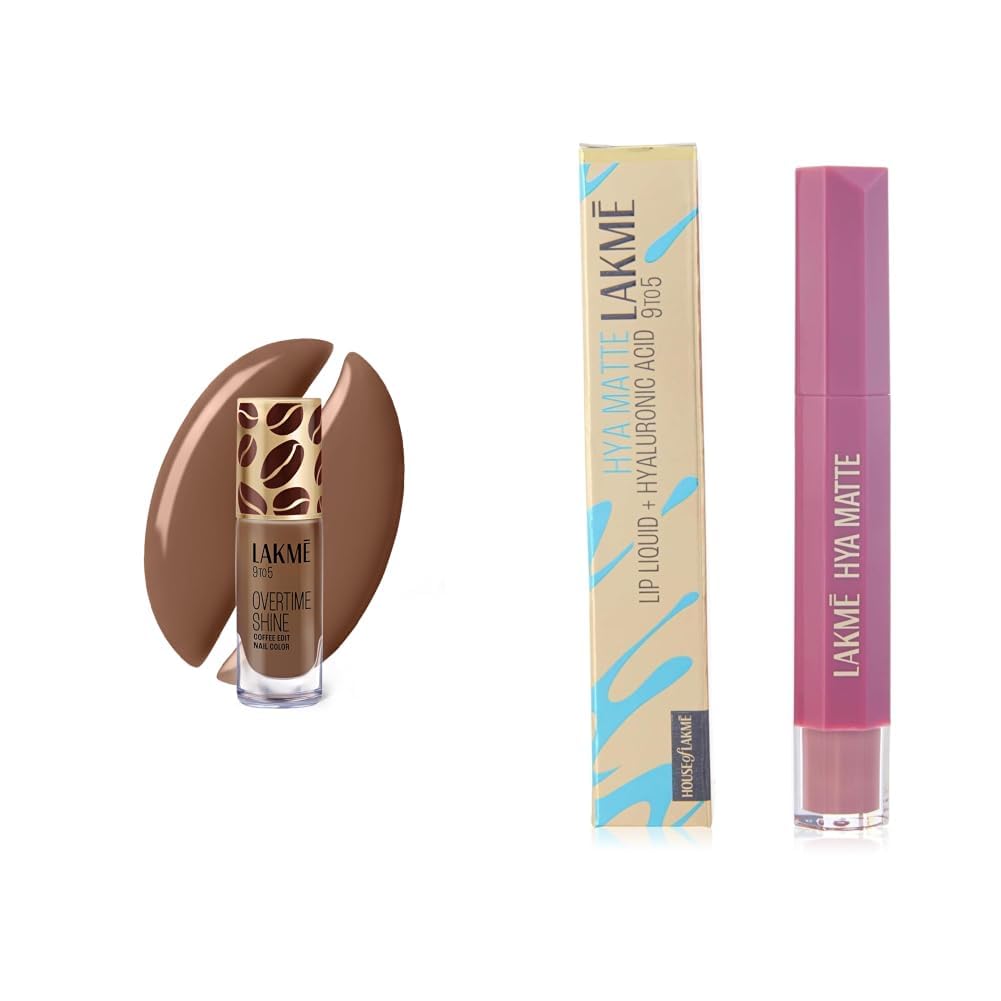 Lakme 9 to 5 Overtime Shine Nail Polish - Coffee Edit-08 Cappuccino Foam 6ml Lakme 9to5 Hya Matte, Pro Pink Medium Liquid Lipstick, for Soft and Supple Lips, with Hyaluronic Acid Vitamin-picture-18
