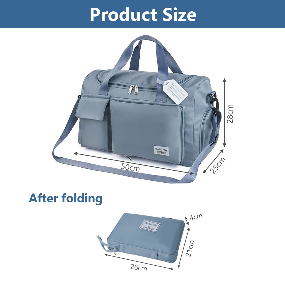 Flintronic Borsone da Viaggio Pieghevole, Borsone Palestra Sportiva con Etichetta Bagaglio, Borsa Sportiva con Scomparto Scarpe, Grande Capacità Borsa da Viaggio Duffel per Sport/Viaggi (35L)