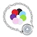 Flower Shape Stainless Steel Diffuser Locket Essential Oil Bracelet Set,with 24'' Premium Chain + 7 Thick Refillable Pads